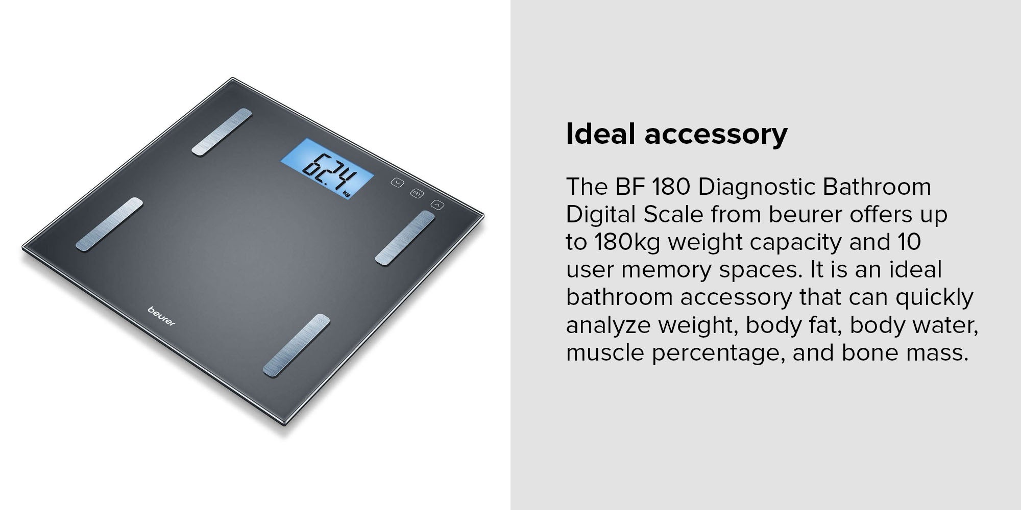 Bf 180 Diagnostic Bathroom Digital Scale Grey 33x32.8x4.8cm