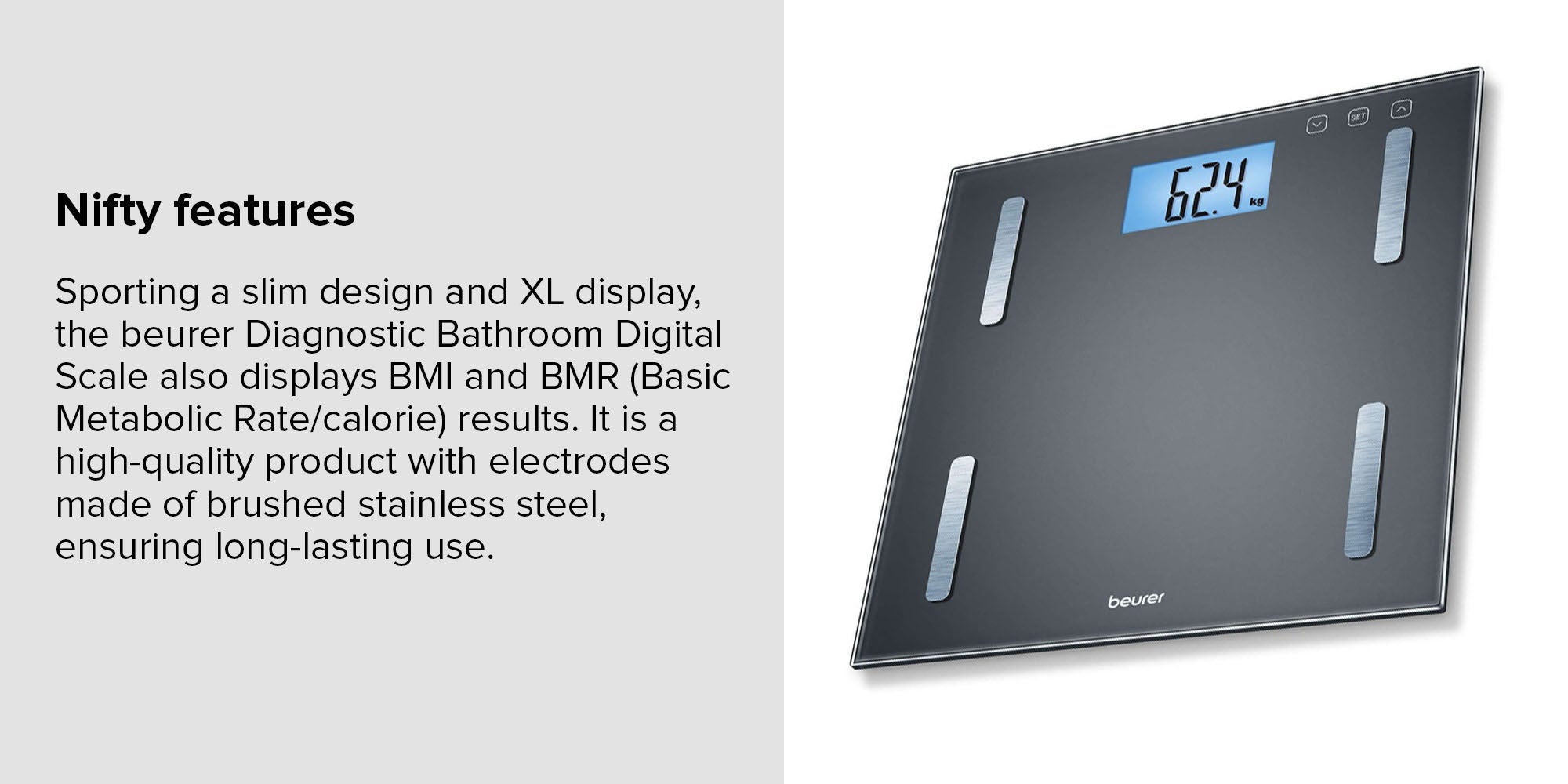 Bf 180 Diagnostic Bathroom Digital Scale Grey 33x32.8x4.8cm