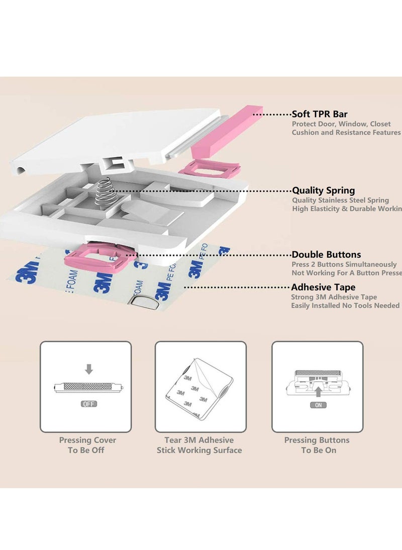 Sliding Glass Door Child Lock - OKEFAN 4 Pack Baby Safety Slide Window Locks(Pink)