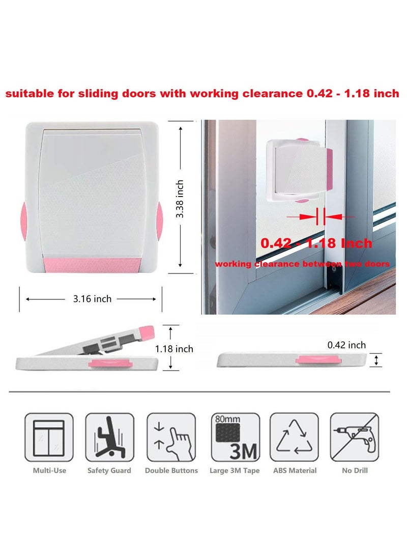Sliding Glass Door Child Lock - OKEFAN 4 Pack Baby Safety Slide Window Locks(Pink)