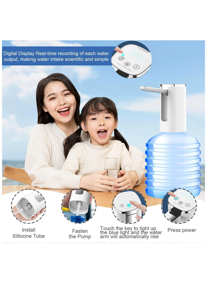 Bottle Pump,Folding Bucket Pump Electric Water Dispenser,Smart LED Display,Long-lasting 1200mAh Battery,Food-grade Material