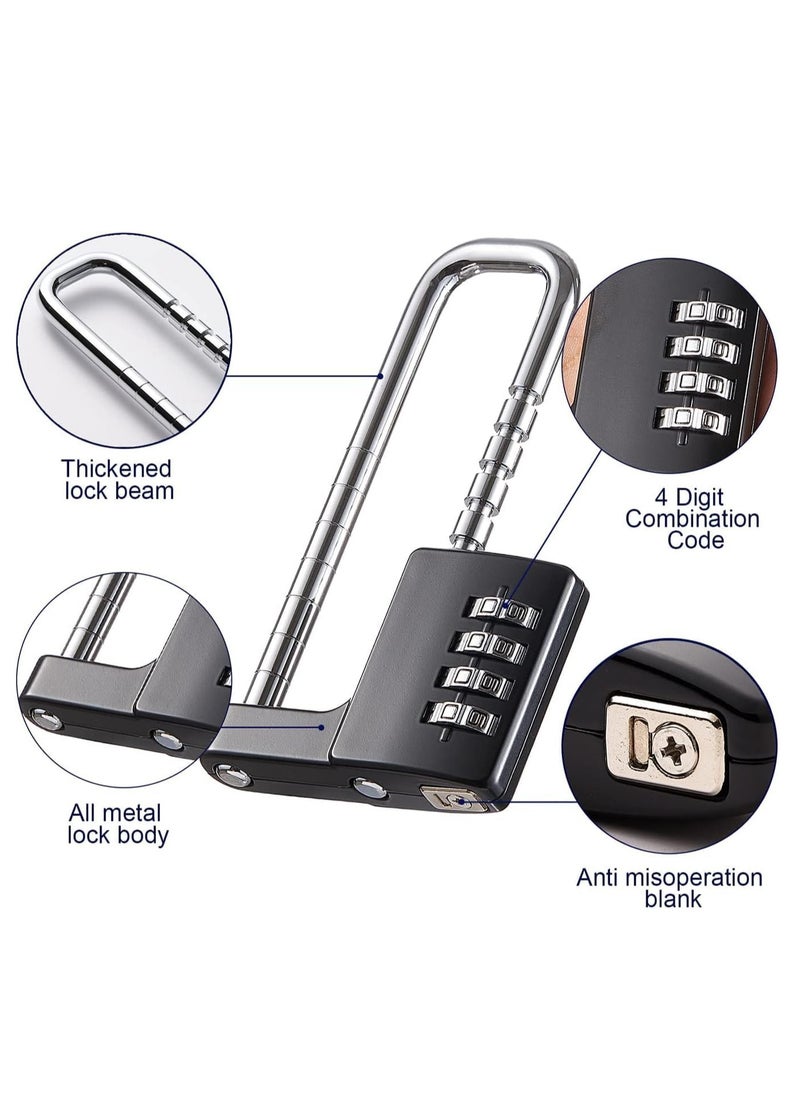 Combination Padlock, 4-Digits Adjustable Long Shackle Lock for School, Gym, Toolbox, Closet, Wardrobe, Gate, Bicycle, Cabinet, Door Handles (2 Pack, Black)