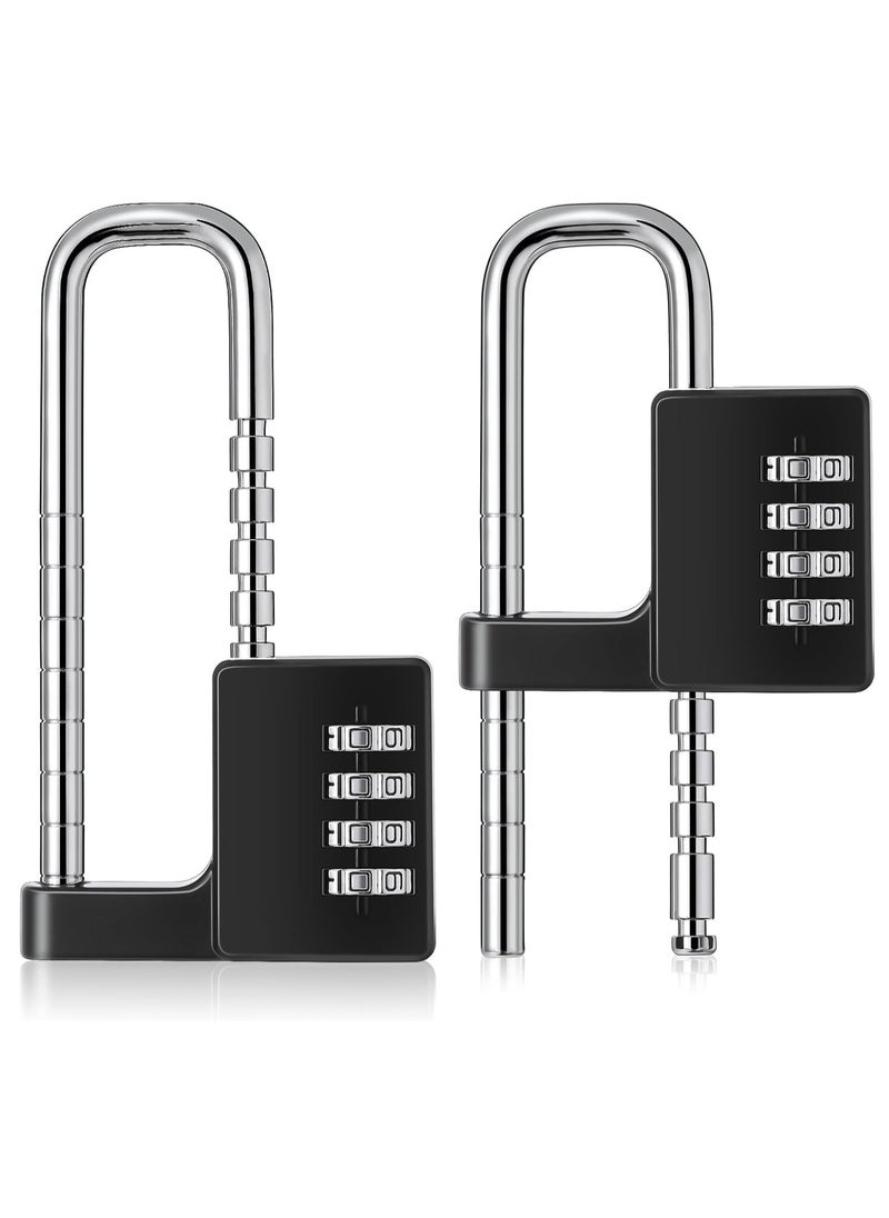 Combination Padlock, 4-Digits Adjustable Long Shackle Lock for School, Gym, Toolbox, Closet, Wardrobe, Gate, Bicycle, Cabinet, Door Handles (2 Pack, Black)