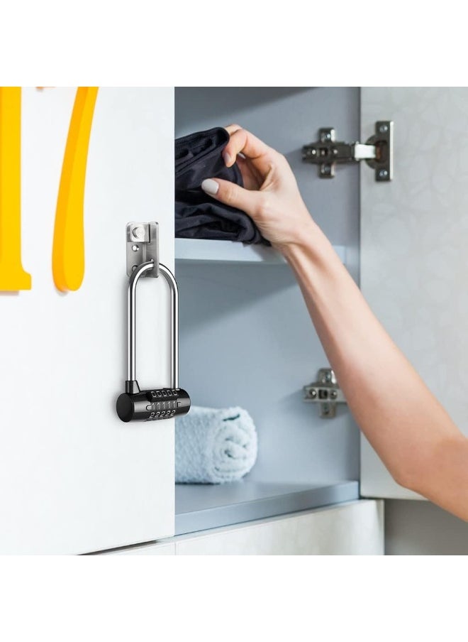 Padlock with 5 Numbers Combination Lock, Large Lengthened Beam Cabinet Door Handles Safety Locker for School Gym Luggage Travel Toolbox Closet Wardrobe Gate
