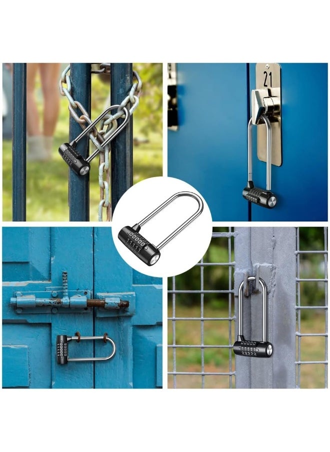 Padlock with 5 Numbers Combination Lock, Large Lengthened Beam Cabinet Door Handles Safety Locker for School Gym Luggage Travel Toolbox Closet Wardrobe Gate