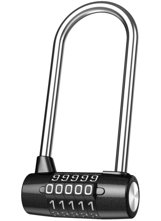 Padlock with 5 Numbers Combination Lock, Large Lengthened Beam Cabinet Door Handles Safety Locker for School Gym Luggage Travel Toolbox Closet Wardrobe Gate