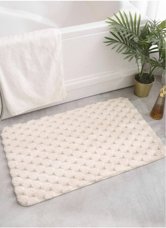 2-Pieces Solid Color Bathroom Rug Toilet Non-slip Rugs Set Polyester Beige