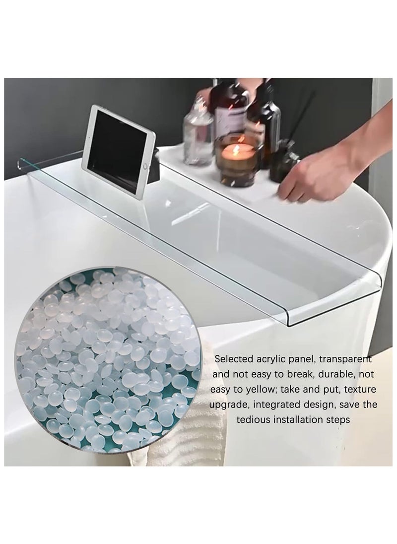 Acrylic Bathtub Caddy Tray, Rectangular Clear Acrylic Serving Tray, Modern Minimalist Organizer for Bedside Bathroom, Cosmetics Jewelry Toiletries Storage Countertop