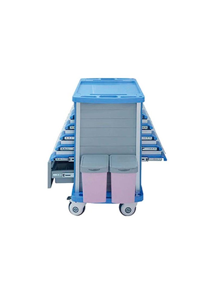 Medicine Trolley for Hospitals | Mobile Medication Container | Aluminum & ABS Structure | Centralized Lock | 10 Drawer Trays | 5 Cassette Bins | Dust Bins with Lids | Ø125mm Castor Wheels