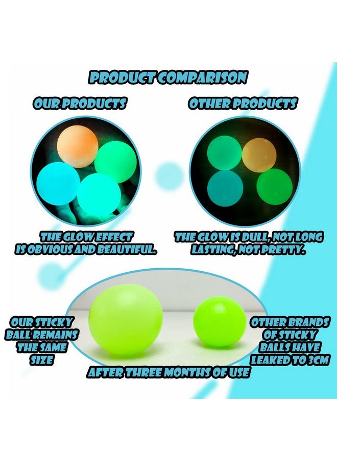 Glow In The Dark Sticky Balls That Stick To The Ceiling,Stress Balls For Kids And Adults,Elevated Balls,Asmr Cool Stuff For Teens,Ceiling Balls,Autism& Adhd Toys,Lumi Balls,Stocking Stuffers(4Pcs)