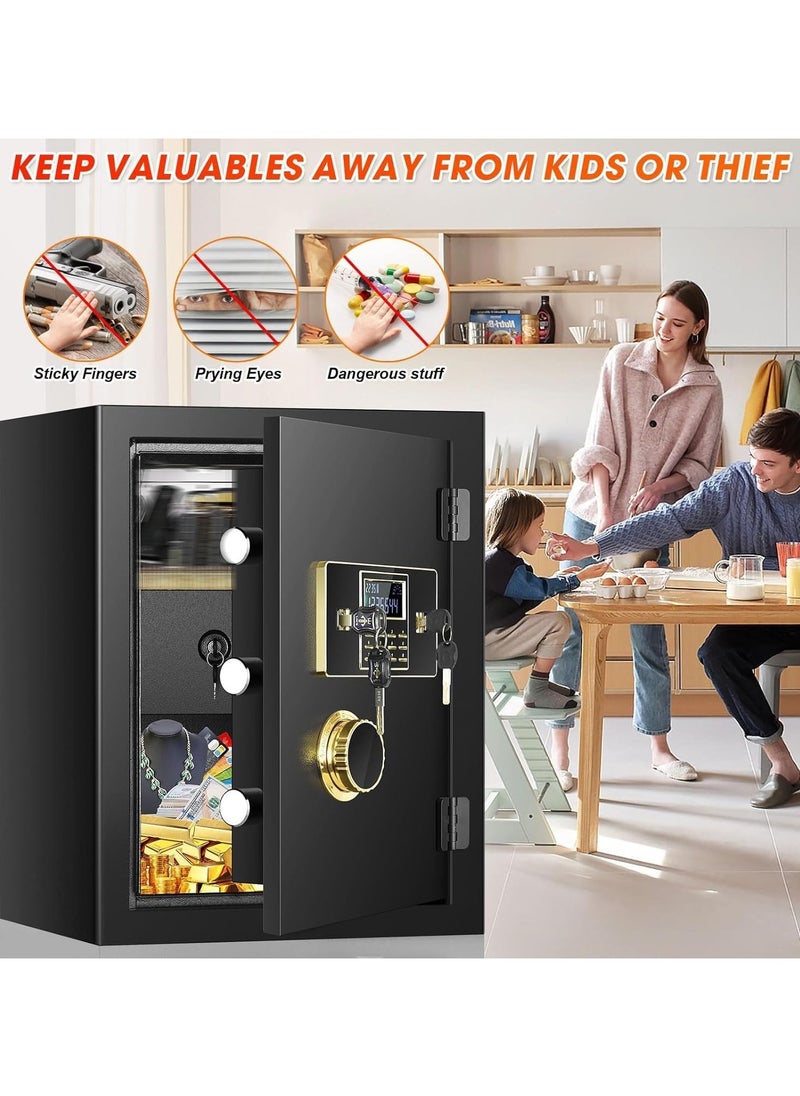 Fireproof Safe Box for Home Anti-Theft Digital Security Box with Programmable Keypad and Inner Fireproof Lock Box Security Cabinet Safe Lock Box for Home Hotel Office (45*38*36cm)