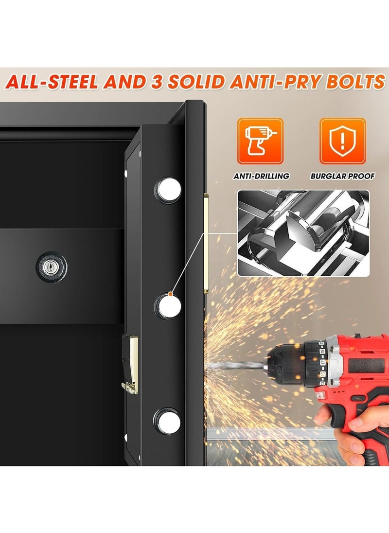 Fireproof Safe Box for Home Anti-Theft Digital Security Box with Programmable Keypad and Inner Fireproof Lock Box Security Cabinet Safe Lock Box for Home Hotel Office (45*38*36cm)