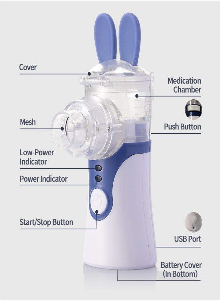 Mesh nebulizer, 2 modes handheld nebulizer, rechargeable nebulizer for respiratory therapy