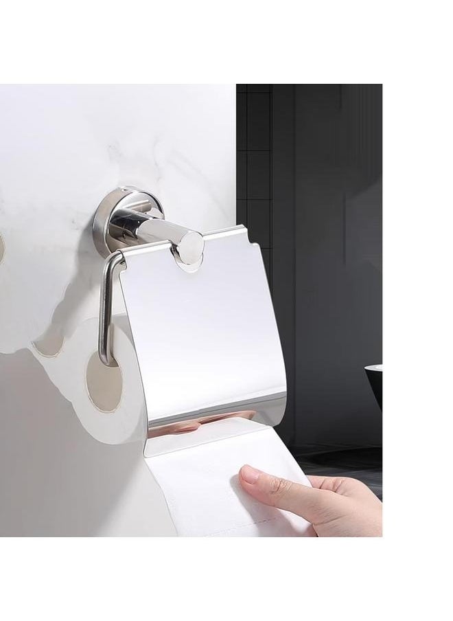 Toilet Paper Holder Silver 13 x 14cm,Toilet Paper Holder with Cover Modern Toilet Roll Holder for Bathroom Wall Mounted