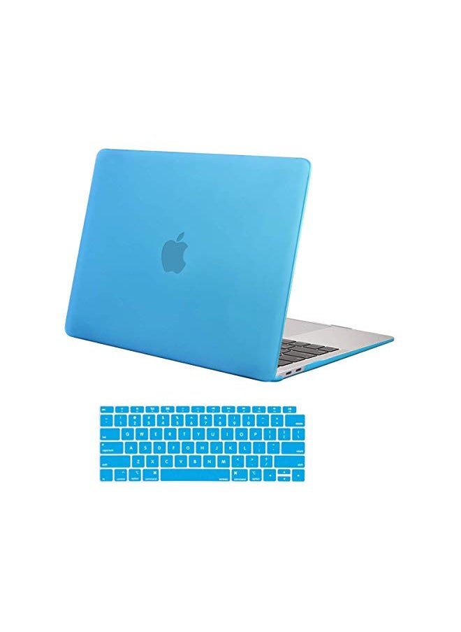 MOSISO Compatible with MacBook Air 13 inch Case 2022 2021 2020 2019 2018 Release A2337 M1 A2179 A1932 Retina Display with Touch ID, Plastic Hard Shell Case & Keyboard Cover Skin, Aqua Blue