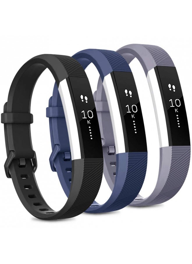 Pack 3 Replacement Band Compatible for Fitbit Alta Bands/Fitbit Alta HR Bands, Adjustable Replacement Soft Silicone Sport Bands for Woman and Men (Small, Black+Grey+Navy Blue)