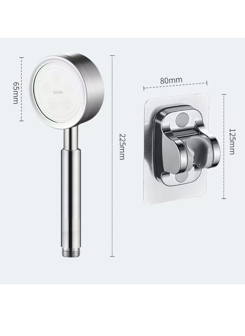 1-Set Of 3 Piece Bathroom Pressurized Shower Head Set Stainless Steel Silver 6.5x22.5 Centimeter