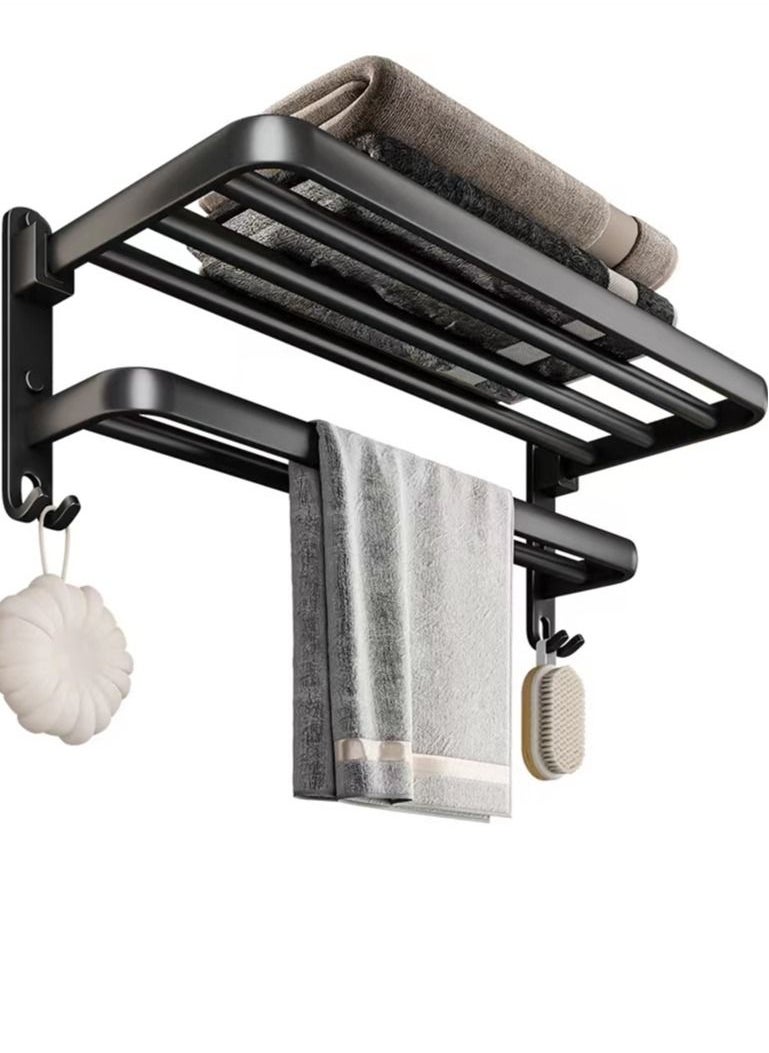 1-Piece Bathroom Shelf Wall Mounted No Drilling Shower Storage Basket Multifunctional Towel Rack 60x23x20CM