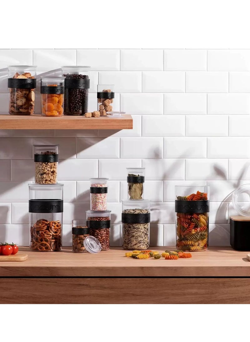 12 Round Glass Storage Jar with Lids | Glass Clear Stackable Containers | Kitchen Canisters with Airtight Lid Storages Food Tea Coffee Sugar Salt Spices Pasts Beans