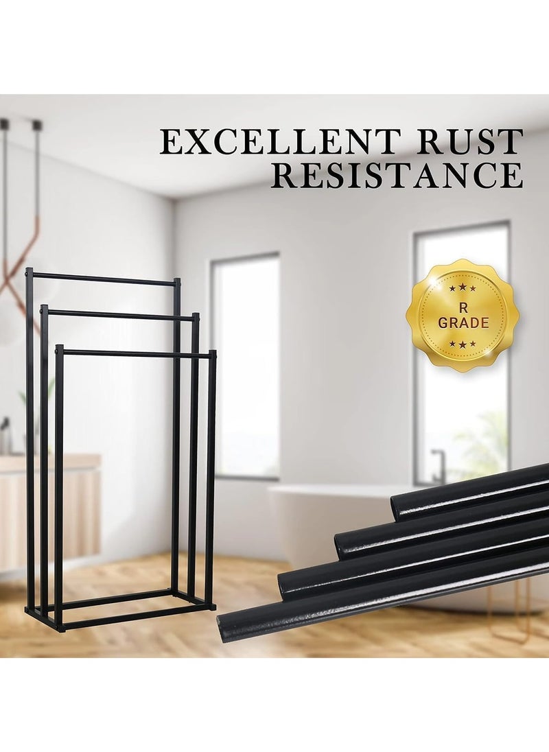 3-Tier Freestanding Towel Rack, Multifunctional Drying Rack, Metal Scarf Rack, for Bedroom, Living Room, Bathroom ﻿