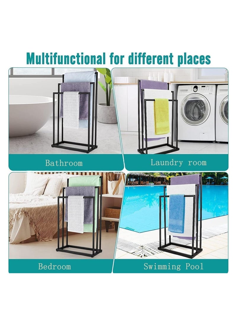 3-Tier Freestanding Towel Rack, Multifunctional Drying Rack, Metal Scarf Rack, for Bedroom, Living Room, Bathroom ﻿