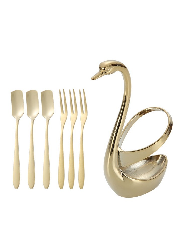 7-Piece Swan Base Dinnerware Set Gold 5 x 15.5centimeter