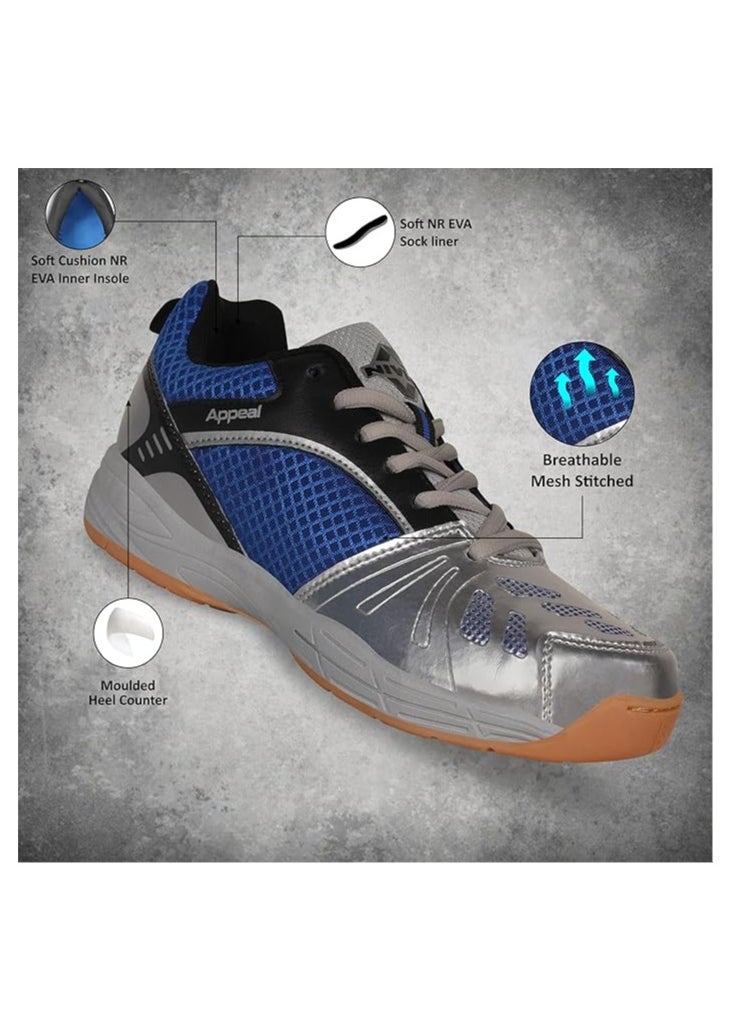 Appeal Non-Marking Badminton Shoes | Material: Synthetic | For Men & Boys | Lightweight | Breathable mesh with PU Coated | Flexibility and Stability | Ideal for Sports