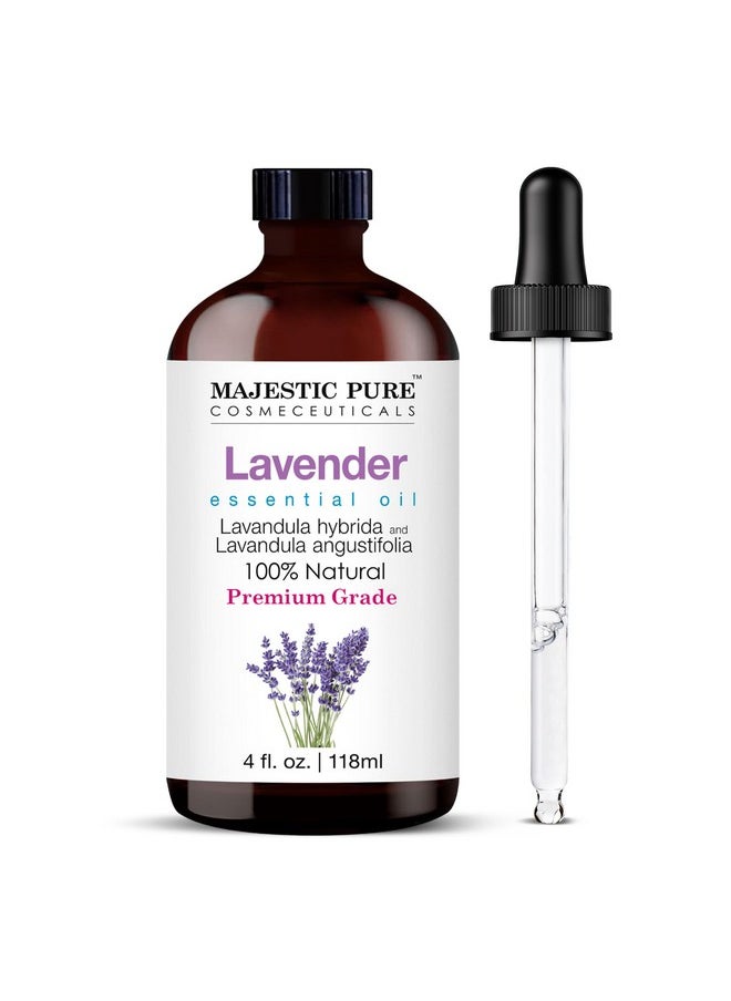 Lavender Essential Oil With Glass Dropper | 100% Pure And Natural Lavender Oil | Premium Grade Essential Oils For Diffusers, Skin, Aromatherapy, Massage | 4 Fl Oz