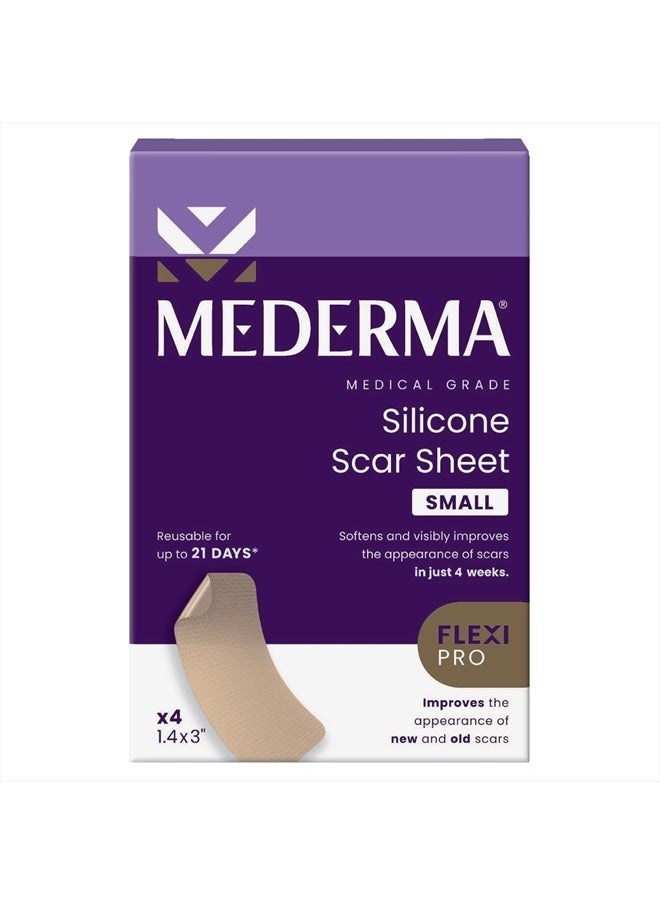 Medical Grade Silicone Scar Sheets; Improves The Appearance of Old and New Scars; for Injury, Burn and Surgery Scars, 4 Count