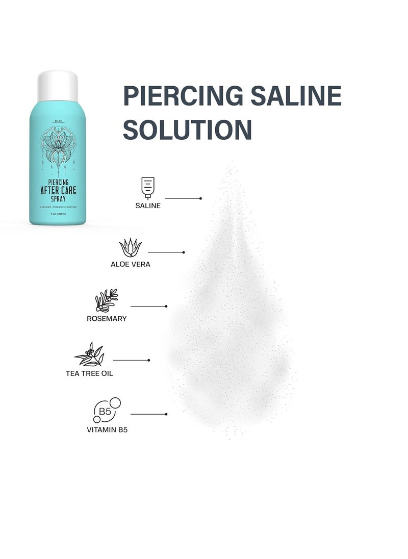 BASE LABORATORIES Piercing Aftercare - Piercing Bump Treatment Kit | Keloid Bump Removal Oil + Piercing Aftercare Spray for Ears, Nose, Body(4oz) | Piercing Cleaner Saline Solution Spray 15ml + 4oz