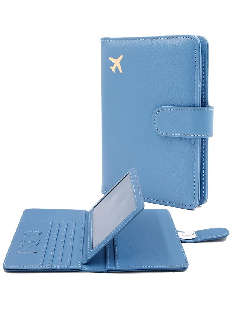 Passport Holder for Women and Men, Passport Holder Card Slots, RFID Blocking Passport Wallet (Blue)