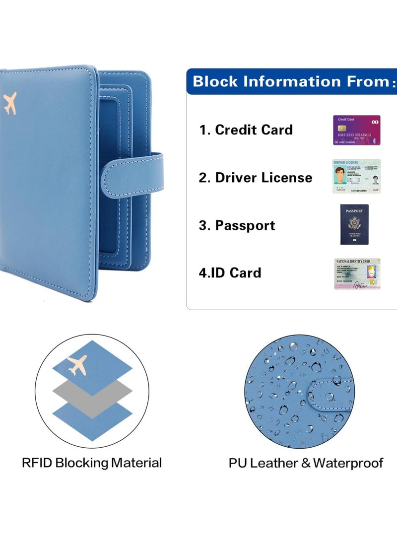 Passport Holder for Women and Men, Passport Holder Card Slots, RFID Blocking Passport Wallet (Blue)