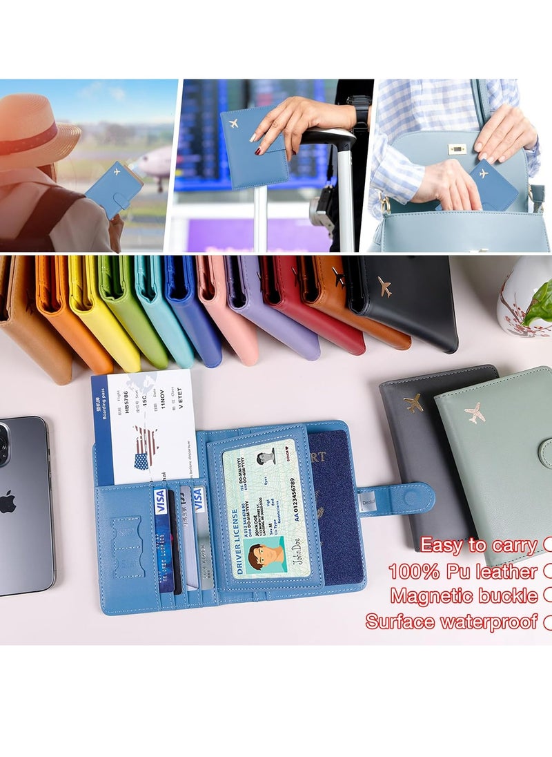 Passport Holder for Women and Men, Passport Holder Card Slots, RFID Blocking Passport Wallet (Blue)