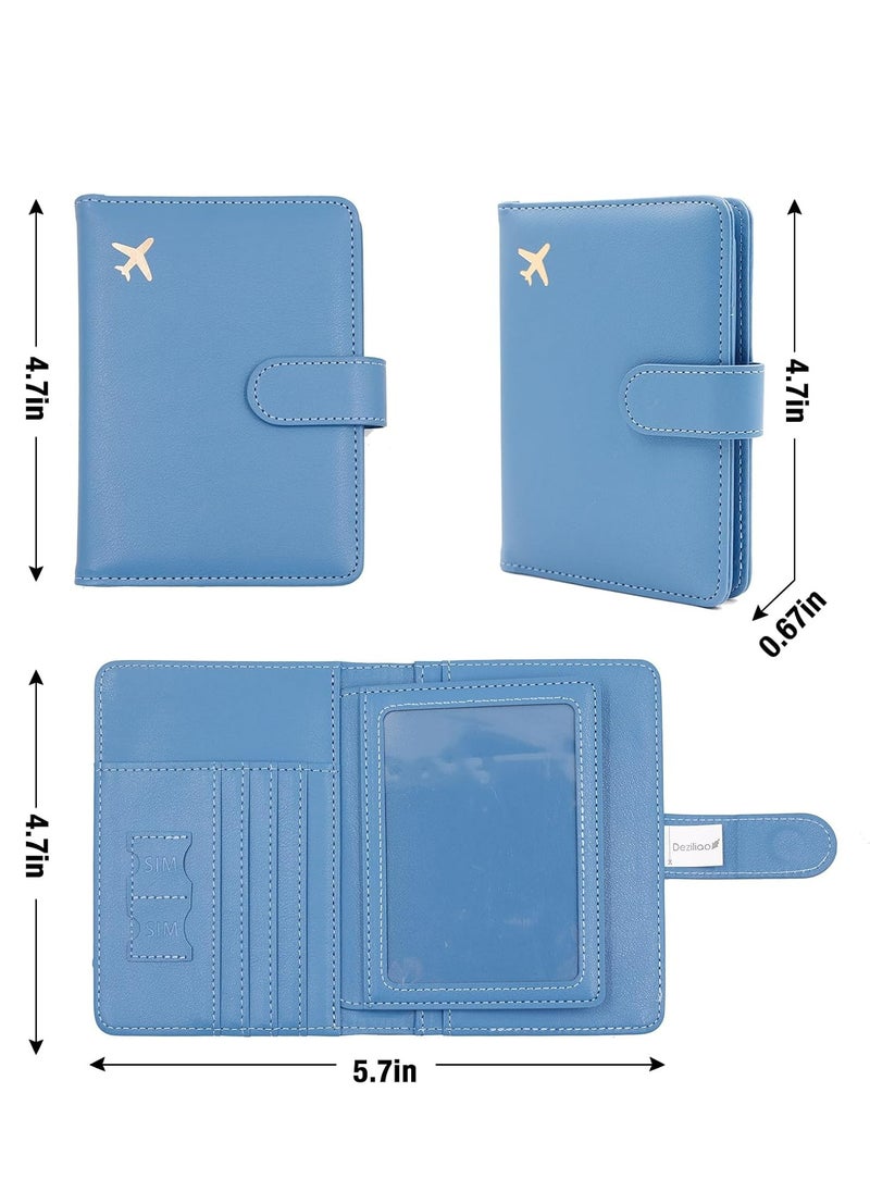 Passport Holder for Women and Men, Passport Holder Card Slots, RFID Blocking Passport Wallet (Blue)