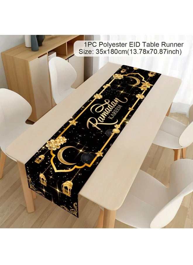 Ramadan Mubarak Table Runner Tablecloth Decorations Islamic Ramadan Table Runner Ramadan Mosque Party Supplies Decorations Muslim Eid Mubarak Party Holiday Parties and Everyday Use