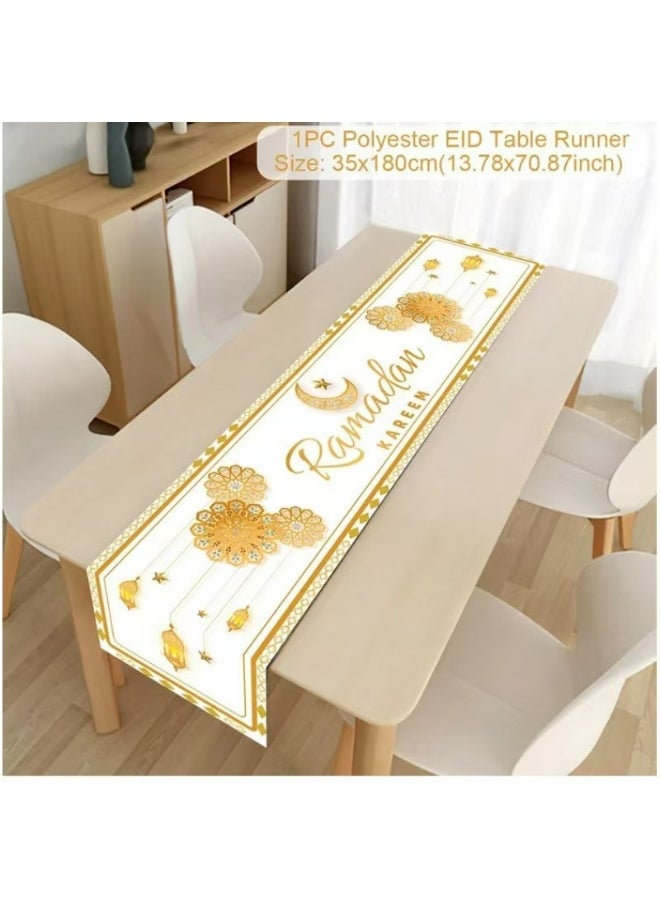 Ramadan Mubarak Table Runner Tablecloth Decorations Islamic Ramadan Table Runner Ramadan Mosque Party Supplies Decorations Muslim Eid Mubarak Party Holiday Parties and Everyday Use