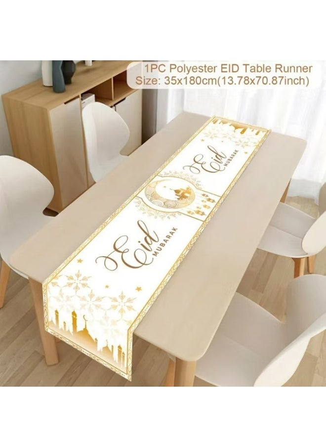 Ramadan Mubarak Table Runner Tablecloth Decorations Islamic Ramadan Table Runner Ramadan Mosque Party Supplies Decorations Muslim Eid Mubarak Party Holiday Parties and Everyday Use