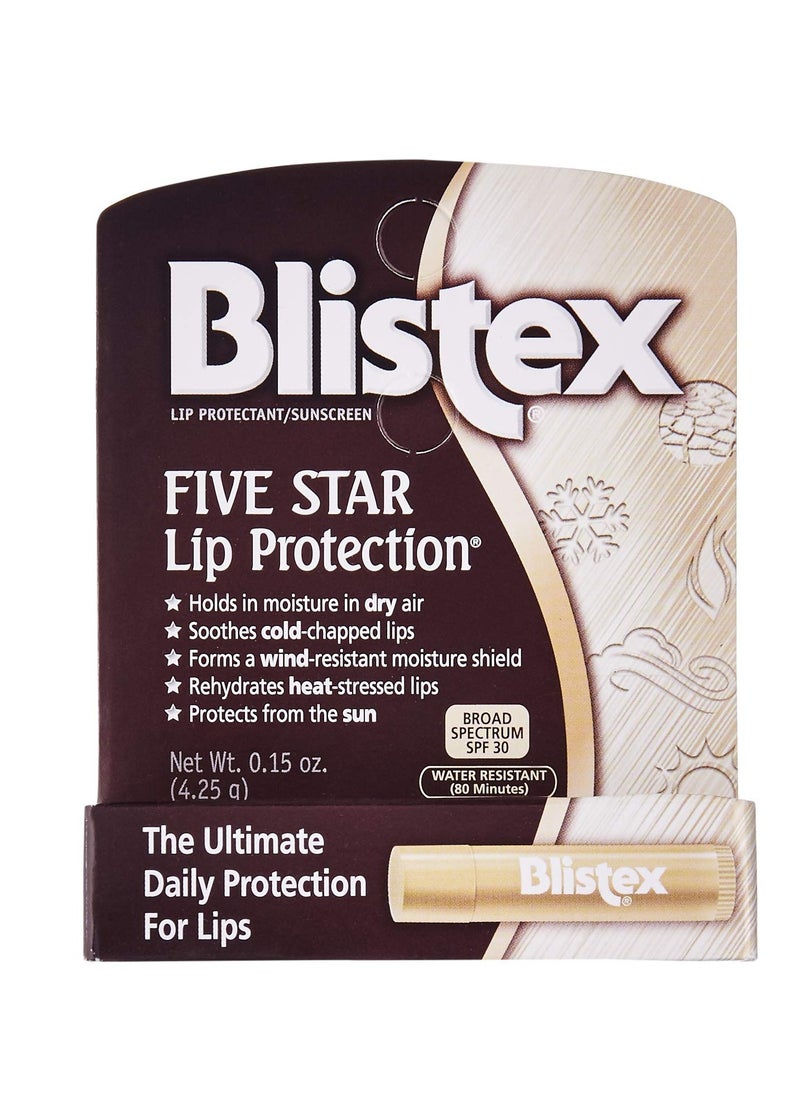 Blistex Five Star Lip Protection, SPF 30-0.15 oz (Pack of 6)