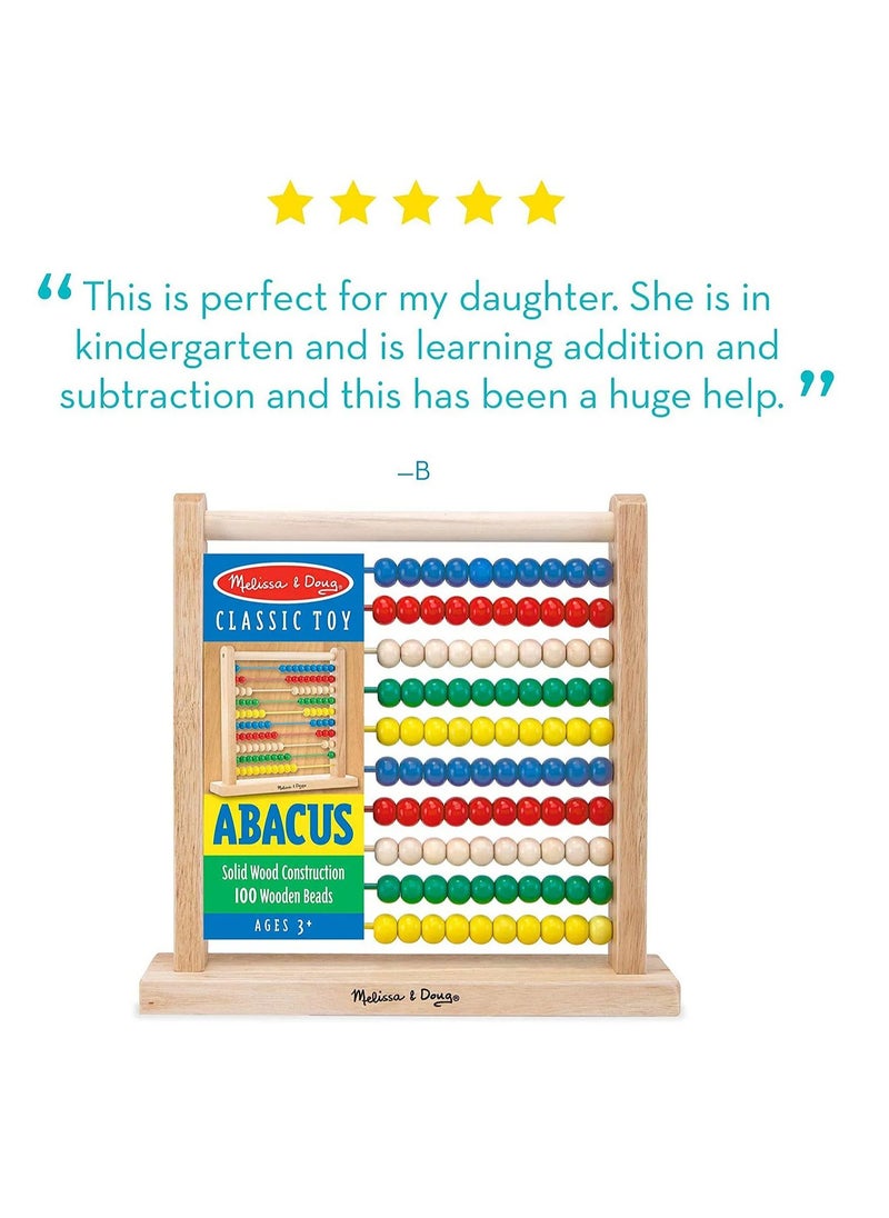 Wooden Abacus - Classic Counting Tool, Colorful Beads for Math & Motor Skills, Ages 3+