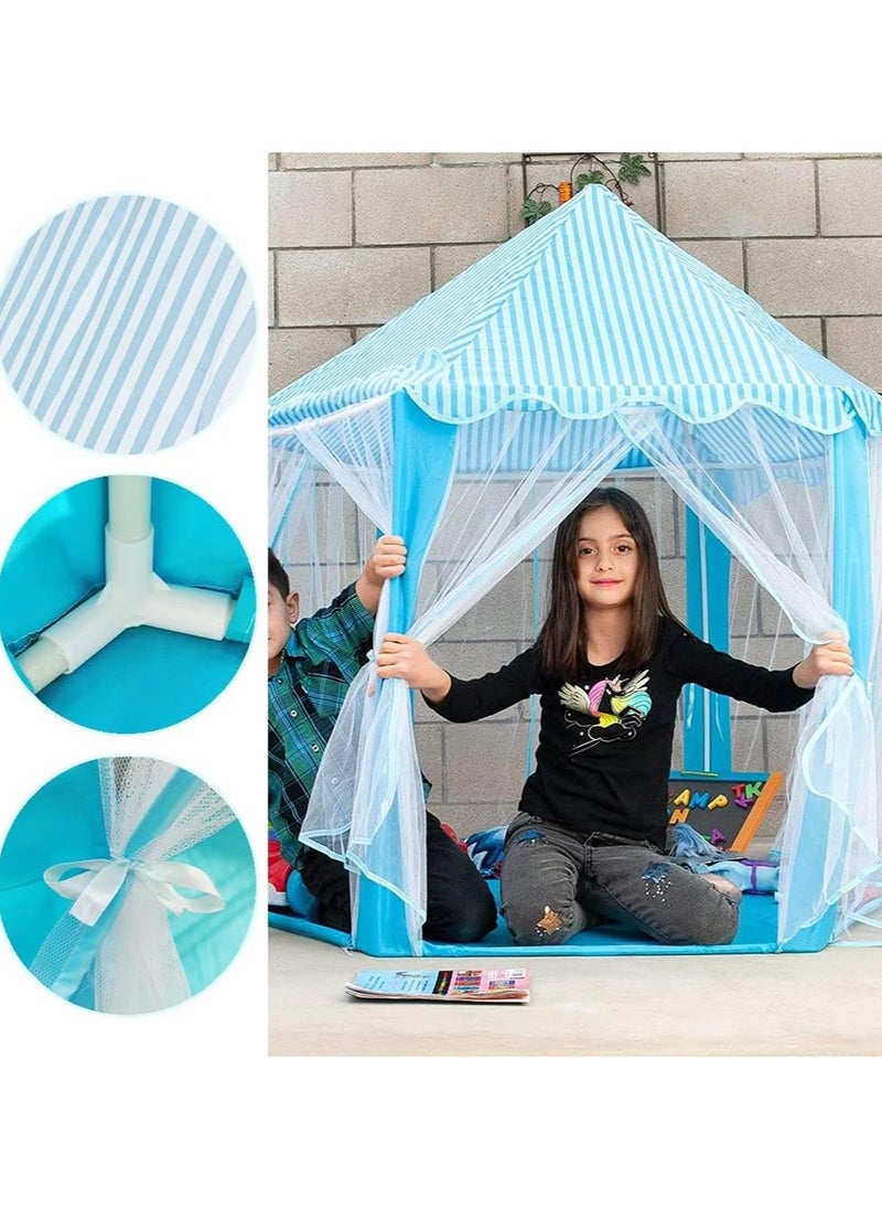 Princess Play Tent for Girls - Castle Design, Hexagonal, Portable Large Children's House, Indoor or Outdoor Games