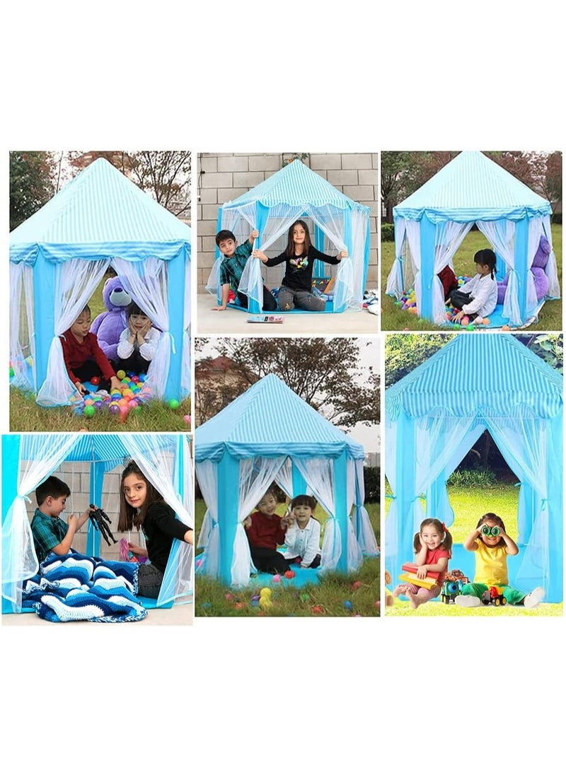 Princess Play Tent for Girls - Castle Design, Hexagonal, Portable Large Children's House, Indoor or Outdoor Games