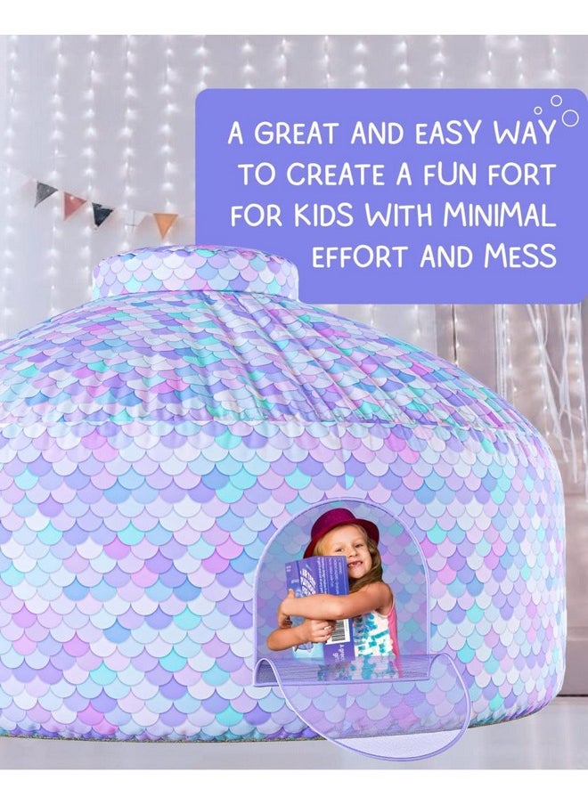 - Inflatable Tent For Kids (Mermaid) - Inflatable Air Tent Fort For Kids, Inflatable Fort Sets Up And Stores Away In Seconds, (Fan Not Included) (With Door)