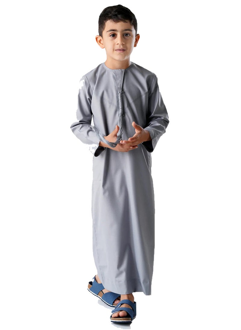 YATHREB Kids Kandoora Thobe: Embrace Tradition with this Arabic Muslim Wear for Boys - Ideal for Islamic Prayers and Stylish Dressing. Superior Craftsmanship for Comfort.