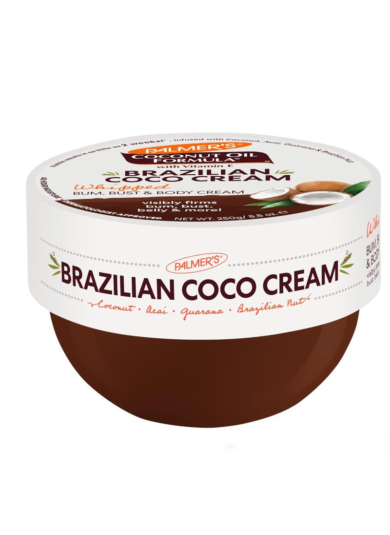 Palmer's Coconut Oil Formula Brazilian Coco Cream with Vitamin E, 8.8 Fl Oz, Whipped & Body Cream, Helps with Skin Tightening & Firming