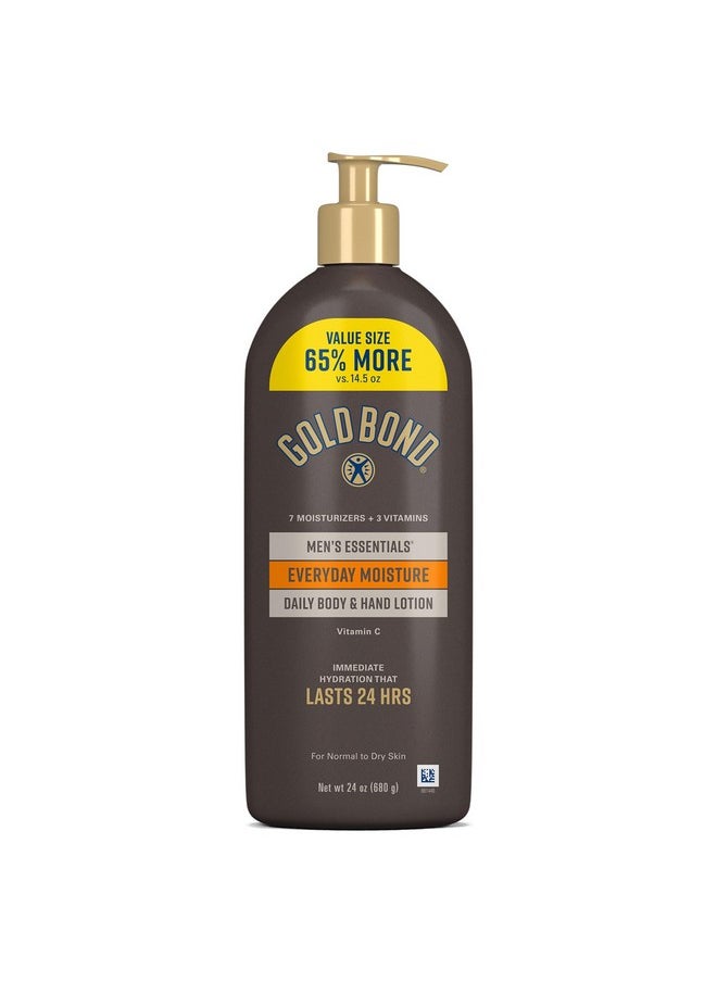 Men'S Essentials Everyday Moisture Daily Body & Hand Lotion With Vitamin C, Formulated For Men'S Dry Skin, Value Size, 24 Oz.