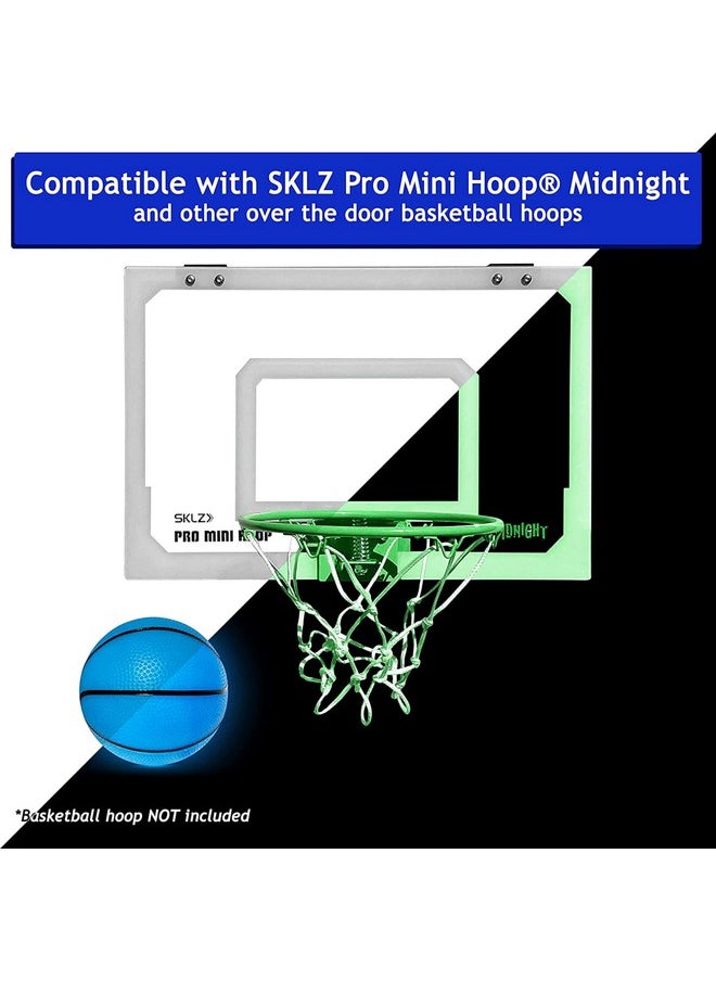 5-Inch Glow In The Dark Small Basketball - 2 Pack Exciting Glowing Basketball Toys For Mini Hoops - Soft And Lightweight For Kids - Durable Pvc Bouncy Balls - Easy-Grip Design - Blue