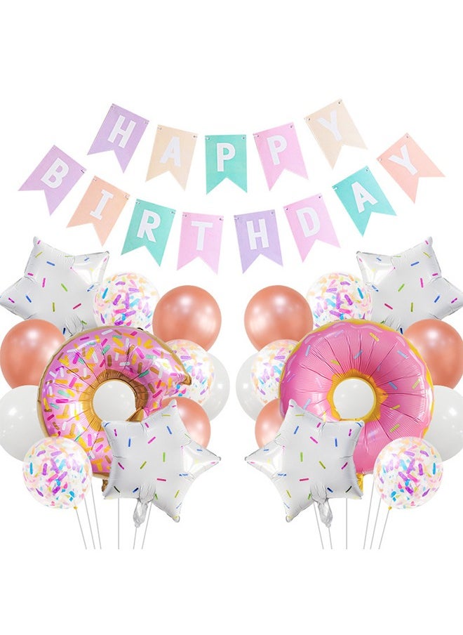 25 Piece Donut Grow Up Party Decorations Balloons Set