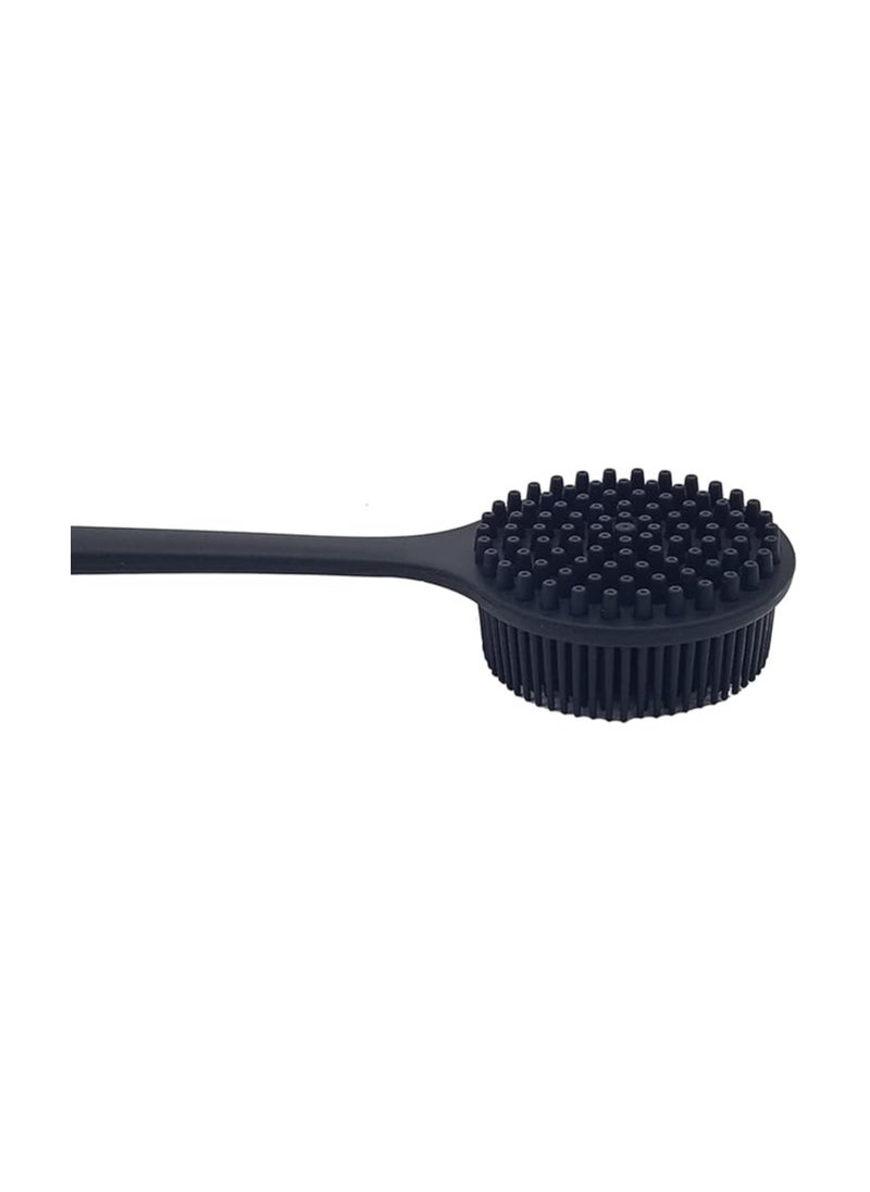 DNC (Black) - Back Scrubber for Shower Soft Silicone Bath Body Brush with Long Handle, BPA-Free, Hypoallergenic (Black)