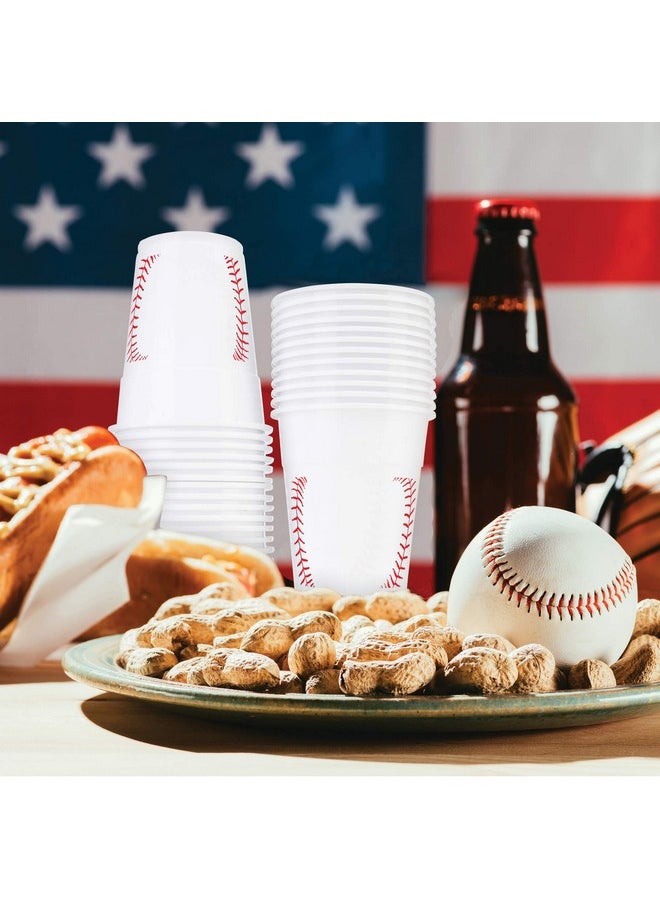 Baseball-Themed 16 Oz Plastic Cups, Pack Of 30, Suitable For Birthday Party Supplies And Game Day