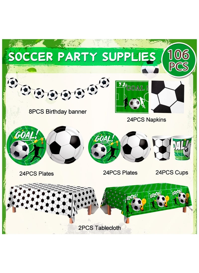 Soccer Party Tableware for 24 People Party Supplies